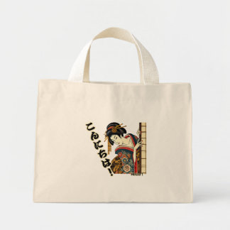 Peeking Ukiyo-e geisha - Konnichiwa! Mini Tote Bag