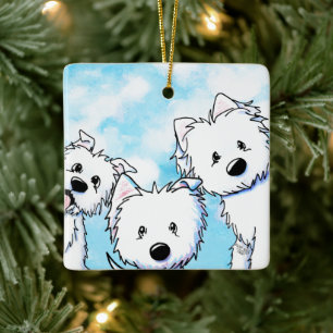 Peeking Westies Keramisch Ornament