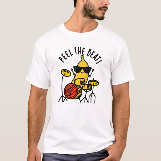 Peel de Beat Grappige Banaan Drummer Pun T-shirt (Voorkant)