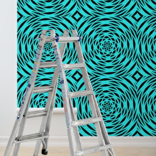 Peel en Stick Blauw Zwart Gyroscoop Cirkels Behang