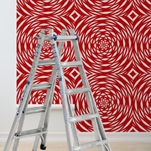 Peel en Stick Rood Wit Geometrische spiraal cirkel Behang