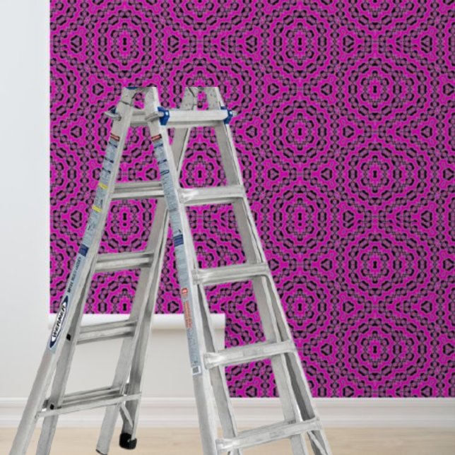 Peel en stick roze zwart geometrisch patroon behang (Peel and stick pink black geometric pattern wallpaper)