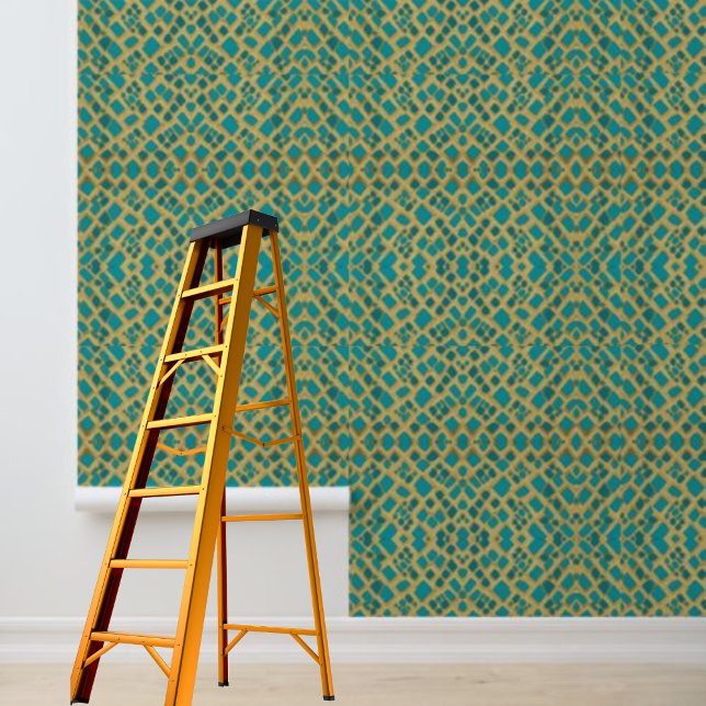 Peel en Stick Wallpaper blauw goud geometrisch Behang (Peel and Stick Wallpaper blue gold geometric Wallpaper
)