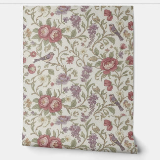 Peel en Stick Wallpaper –  Bloemvogels Behang