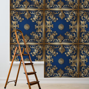 Peel en Stick Wallpaper Blue Gold Behang