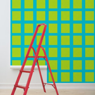 Peel en Stick Wallpaper Blue Lime Green Squares Behang
