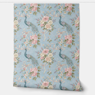 Peel en Stick Wallpaper –  Pauw in Blauw Behang