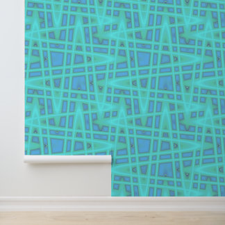 Peel Stick Blauw Groen Zigzag geometrisch patroon Behang
