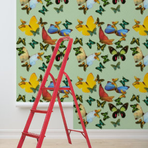 Peel Stick Kleurrijke Vlinders Groen Patroon Behang
