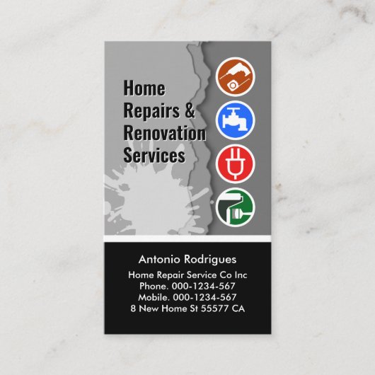Peeling Wall Paint Handyman Visitekaartje (Voorkant)