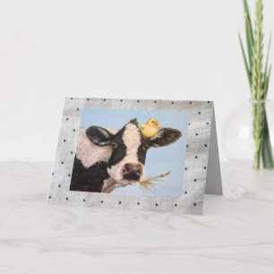 Peep en koe over stippen kaart