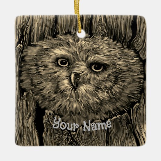 Peeper Owl Keramisch Ornament (Voorkant)