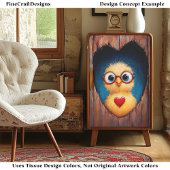 Peeping Chick in bril en rode hart BX9 decoupage Tissuepapier