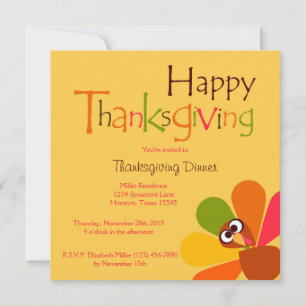 Peeping Turkey Thanksgiving Diner Uitnodiging