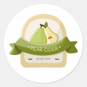 Peer cider fleslabel ronde sticker
