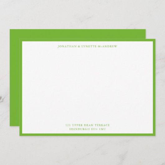 Peer Green Classic Border Flat Note Card Notitiekaartje (Voorkant / Achterkant)