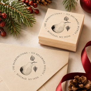 Peer Retouradres Ronde Handgeïllustreerd Rubberstempel