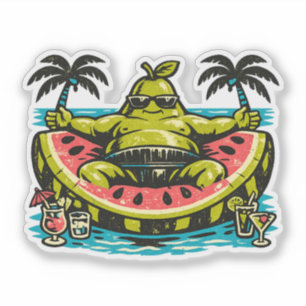 Peer Sumo Zwembadring — Vintage Zomerontspanning Sticker