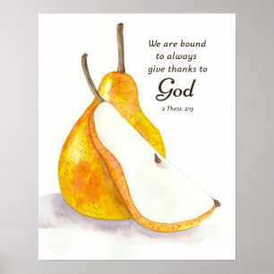 Peer Vers fruit Keuken Schriftuur Geef Dank Poster