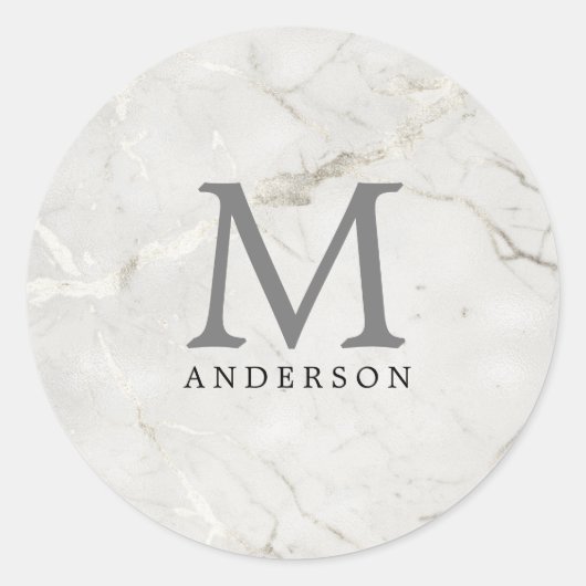 peermarmer masculine, dubbel monogram ronde sticker (Voorkant)