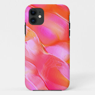 Peerroze en oranje gepolijst gesteente iPhone 11 hoesje