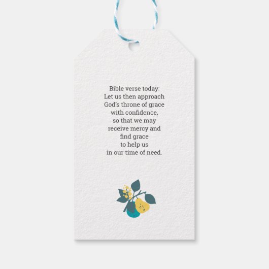 Peervruchten-decoratie met bewerkbaar citaat cadeaulabel (Achterkant)