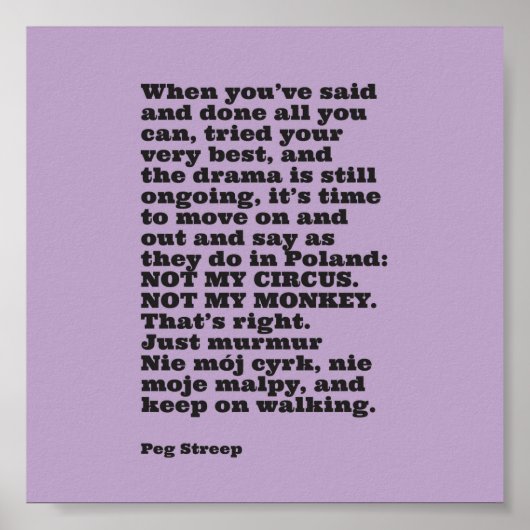 Peg Streep's "Not My Circus" Canvas print (Voorkant)