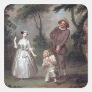 Peg Woffington als rosalind met Celia en Touchsto Vierkante Sticker