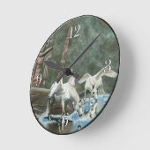 Pegase Magique & Totem Poles Art Wall Horloge (Angle)