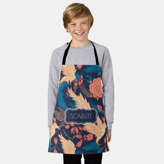 Pegasus Bloemen Kleurrijk Gepersonaliseerd Patroon Schort (Gedragen)