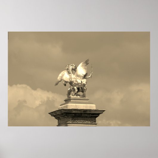 Pegasus - bronzen standbeeld Parijs - Emmanuel Fré Poster (Voorkant)