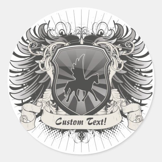 Pegasus Crest Ronde Sticker (Voorkant)