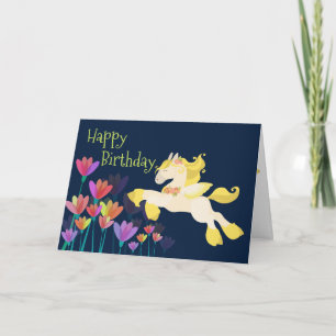 Pegasus en Kleurrijke Bloemen Vliegende Paard Verj Kaart