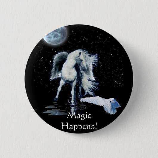 PEGASUS- EN WITTE RAVEN Collectie Ronde Button 5,7 Cm (Voorkant)