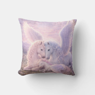 Pegasus Familie – Zachte Pastel Fantasie Canvas Ku Kussen