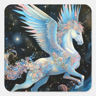 Pegasus Fantasy Art Vierkante Sticker
