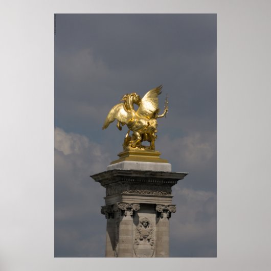 Pegasus Gilded bronze standbeeld skulptur Paris Po Poster (Voorkant)