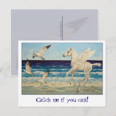 Pegasus Horse and Zee Gulls Fantasy briefkaart (Voorkant / Achterkant)