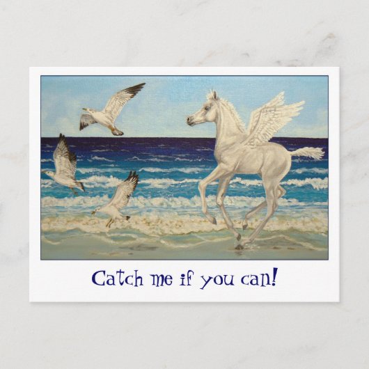 Pegasus Horse and Zee Gulls Fantasy briefkaart (Voorkant)