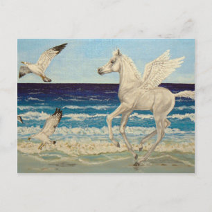 Pegasus Horse & Sea Gulls Carte postale Imaginaire