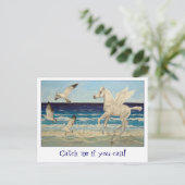 Pegasus Horse & Sea Gulls Carte postale Imaginaire (Debout devant)