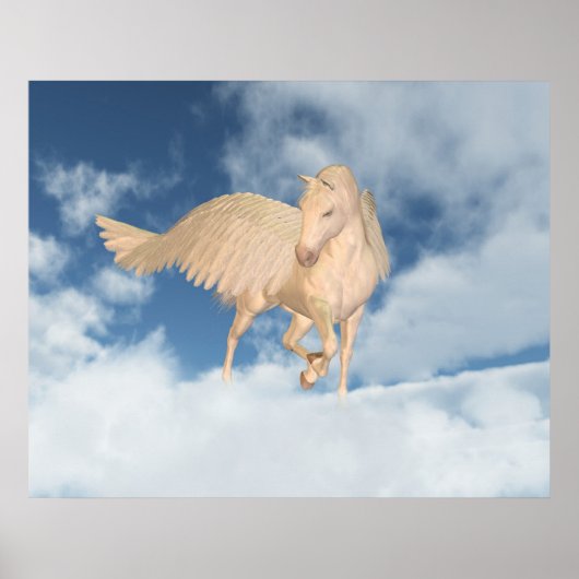 Pegasus kijkt door wolken heen poster (Voorkant)
