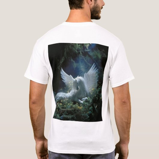 Pegasus majestueux dans la forêt enchantée T-shirt (Dos)