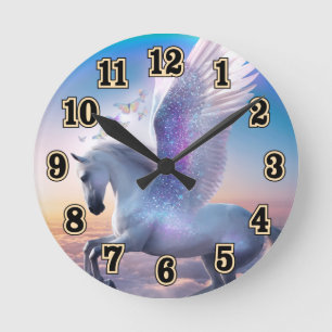 Pegasus met Regenboog Ronde Klok
