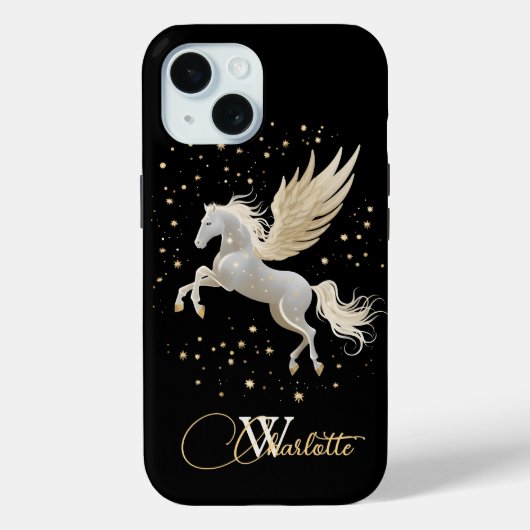 Pegasus Mystique: Hemelse elegantie in goud Case-Mate iPhone Case (Achterkant)
