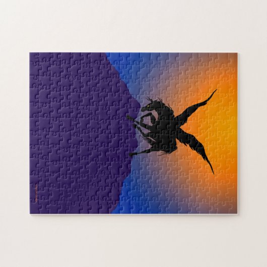 "Pegasus noir à l'aube puzzle de temps" (Horizontal)