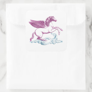 Pegasus op wolken vierkante sticker