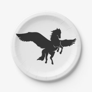 Pegasus silhouette - Kies achtergrondkleur Papieren Bordje