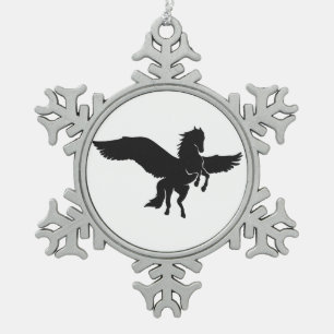Pegasus silhouette - Kies achtergrondkleur Tin Sneeuwvlok Ornament