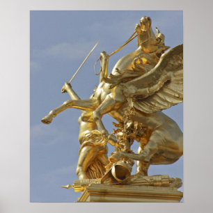 Pegasus-standbeeld bij de Pont Alexander III-brug Poster